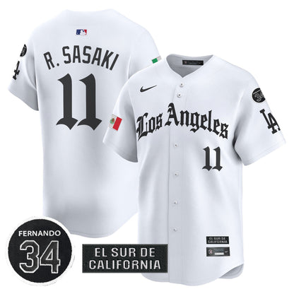 Men's Dodgers Mexico 2025 LA Gothic Style Patch Vapor Premier Limited Jersey - All Stitched