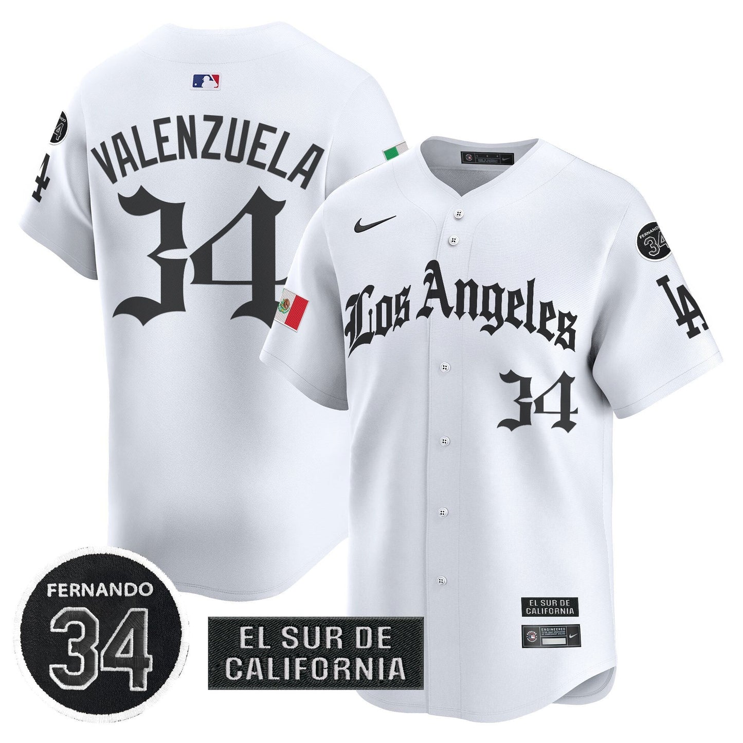 Men's Dodgers Mexico 2025 LA Gothic Style Patch Vapor Premier Limited Jersey - All Stitched