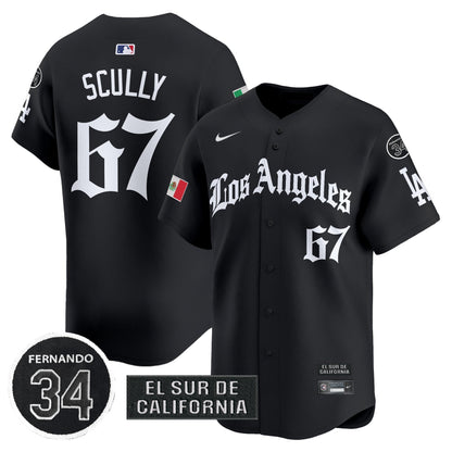 Men's Dodgers Mexico 2025 LA Gothic Style Patch Vapor Premier Limited Jersey - All Stitched