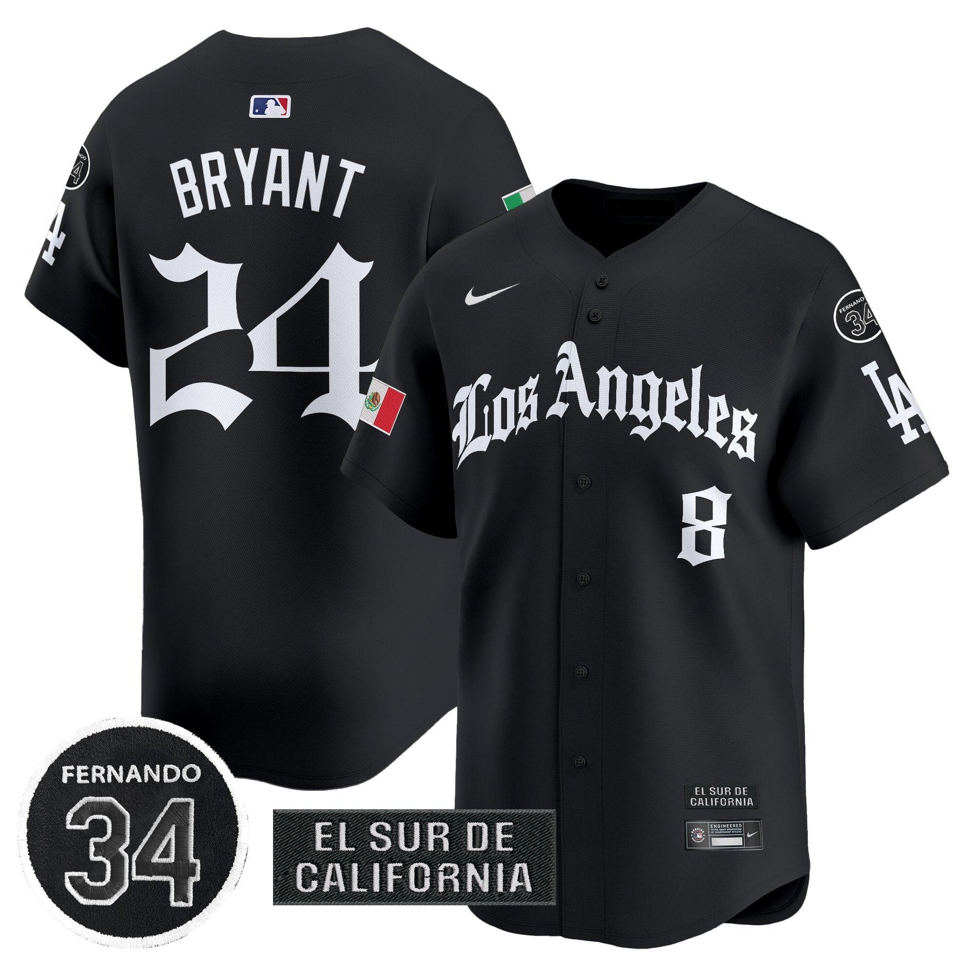 Men's Dodgers Mexico 2025 LA Gothic Style Patch Vapor Premier Limited Jersey - All Stitched
