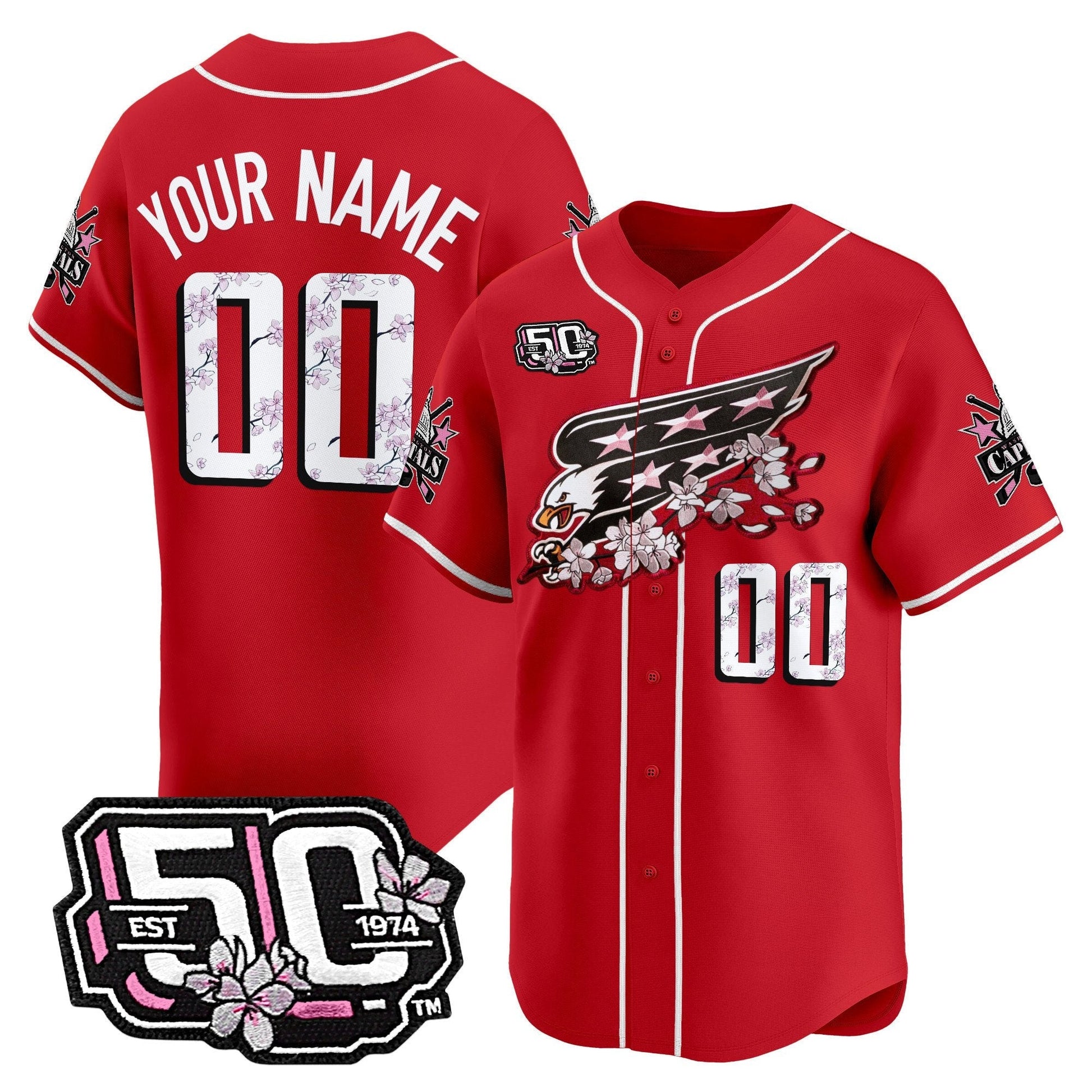 2025 Washington Capitals 50th Anniversary Cherry Blossom Style Vapor Premier Limited Custom Jersey - All Stitched