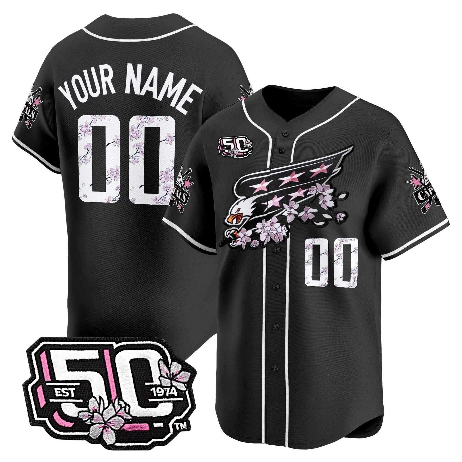 2025 Washington Capitals 50th Anniversary Cherry Blossom Style Vapor Premier Limited Custom Jersey - All Stitched