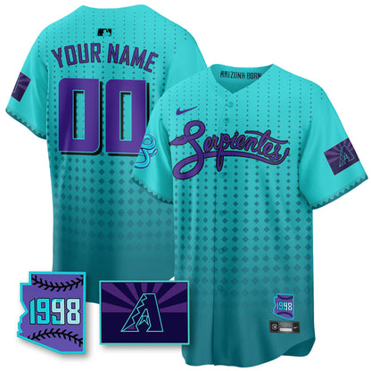 Custom Name/Gender Arizona Diamondbacks Purple for Second “Serpientes” City Connect Jersey - All Stitched