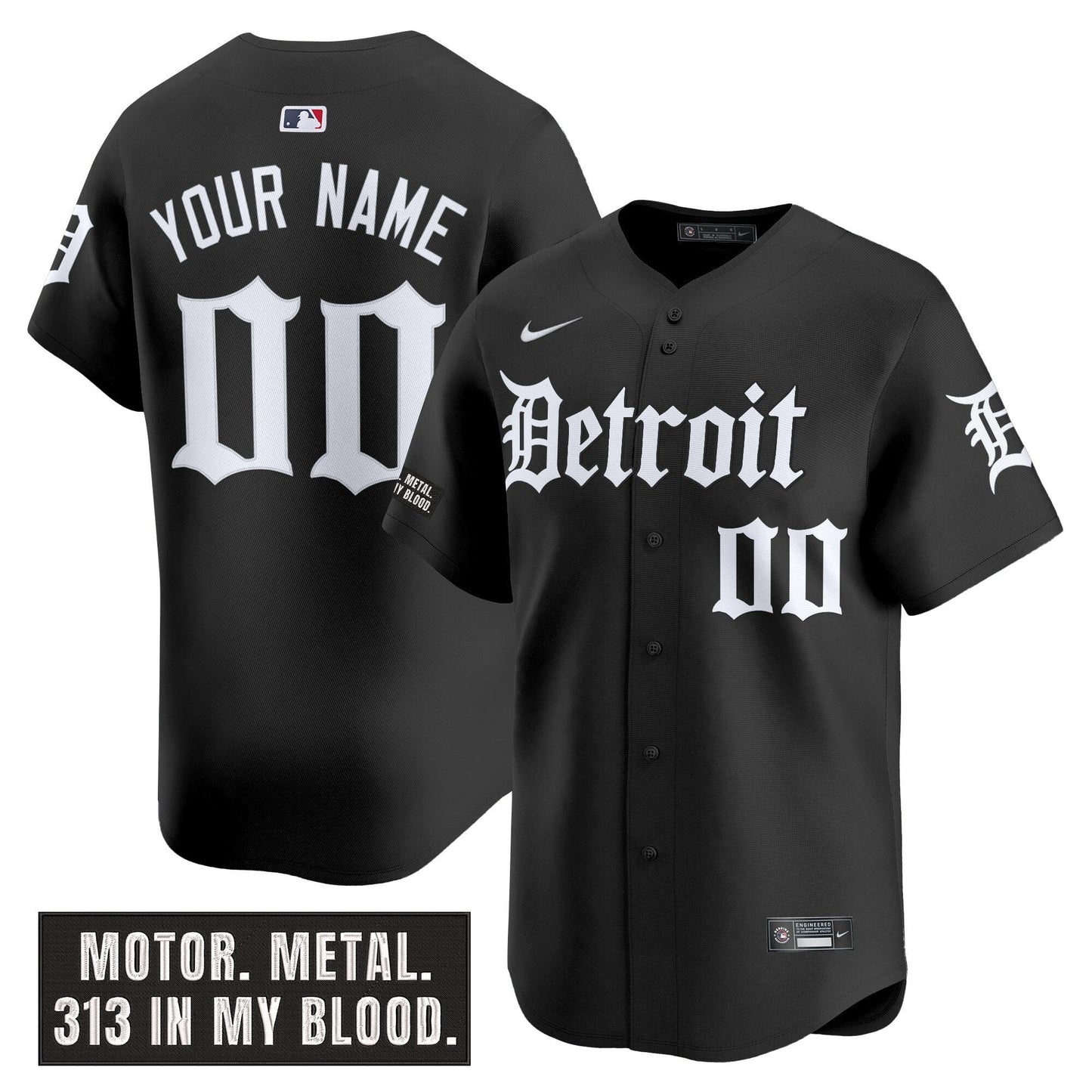 Detroit Tigers 'Motor Gothic Edition' Vapor Premier Limited Custom Jersey - All Stitched