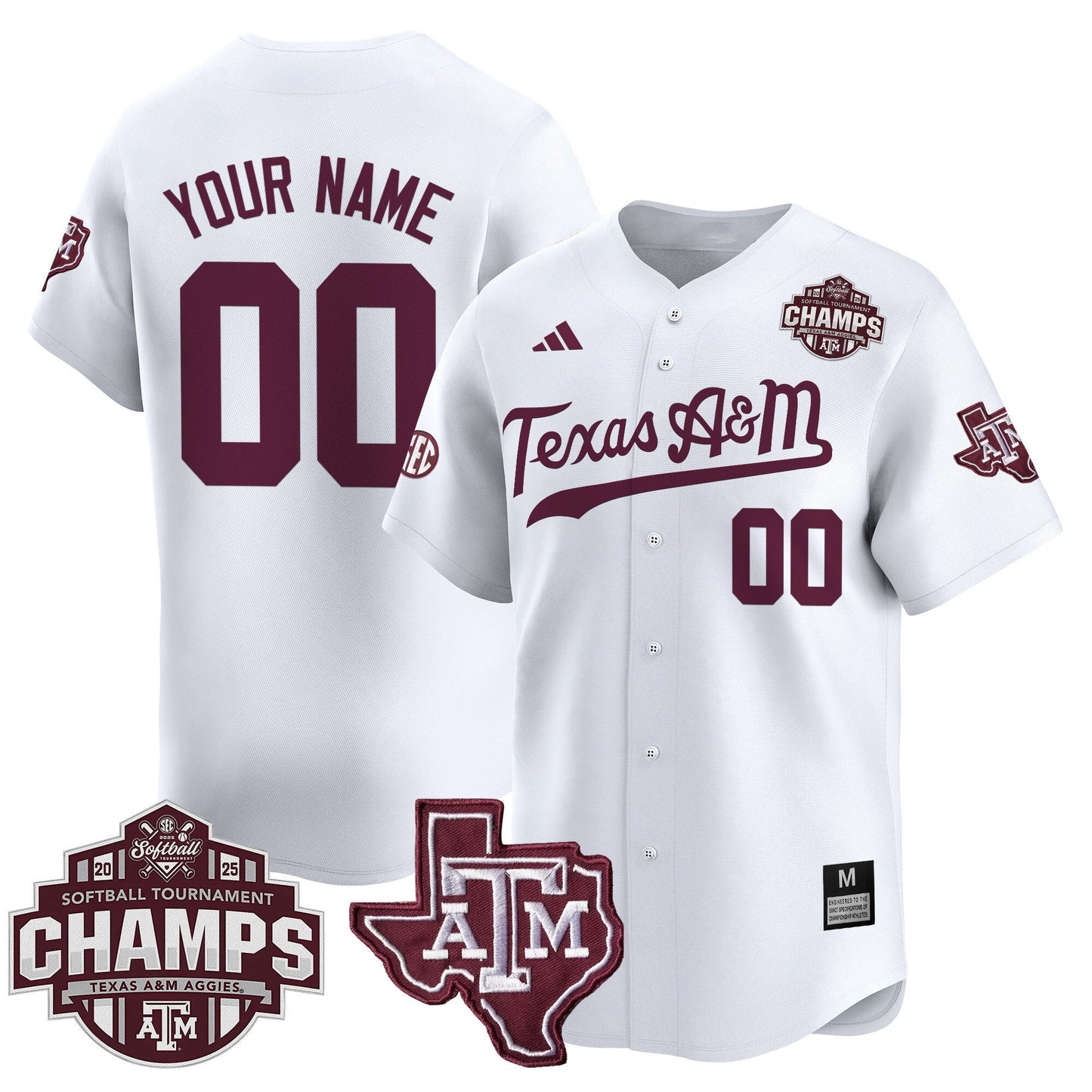 Texas A&M Aggies 2025 SEC Softball Conference Tournament Champions Patch Vapor Premier Limited Custom Jersey - All Stitched