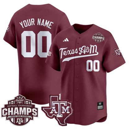 Texas A&M Aggies 2025 SEC Softball Conference Tournament Champions Patch Vapor Premier Limited Custom Jersey - All Stitched