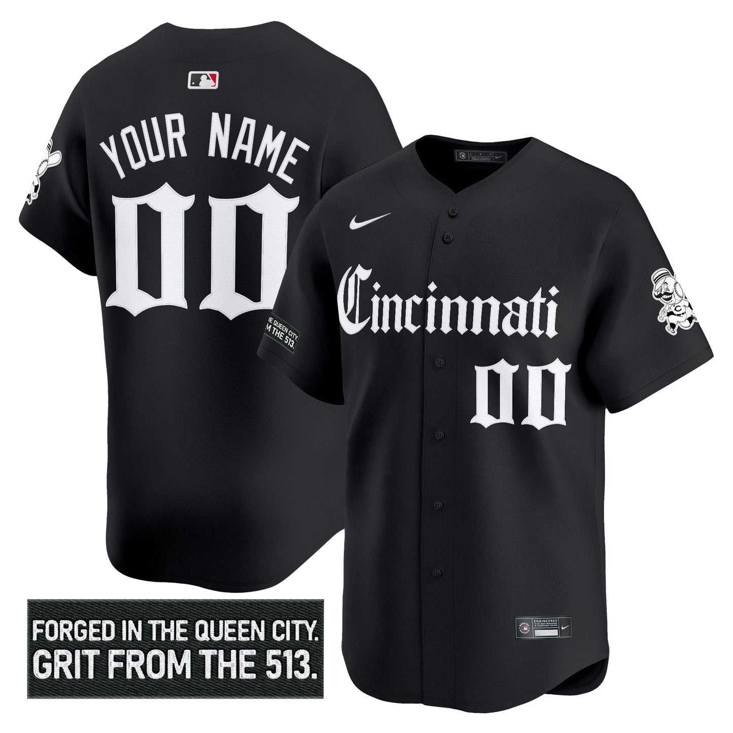 Cincinnati Reds 'Gothic Queen City Edition' Vapor Premier Limited Custom Jersey - All Stitched