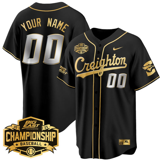 Custom Creighton Baseball 2025 Big East Baseball Tournament Champions Jersey - All Stitched