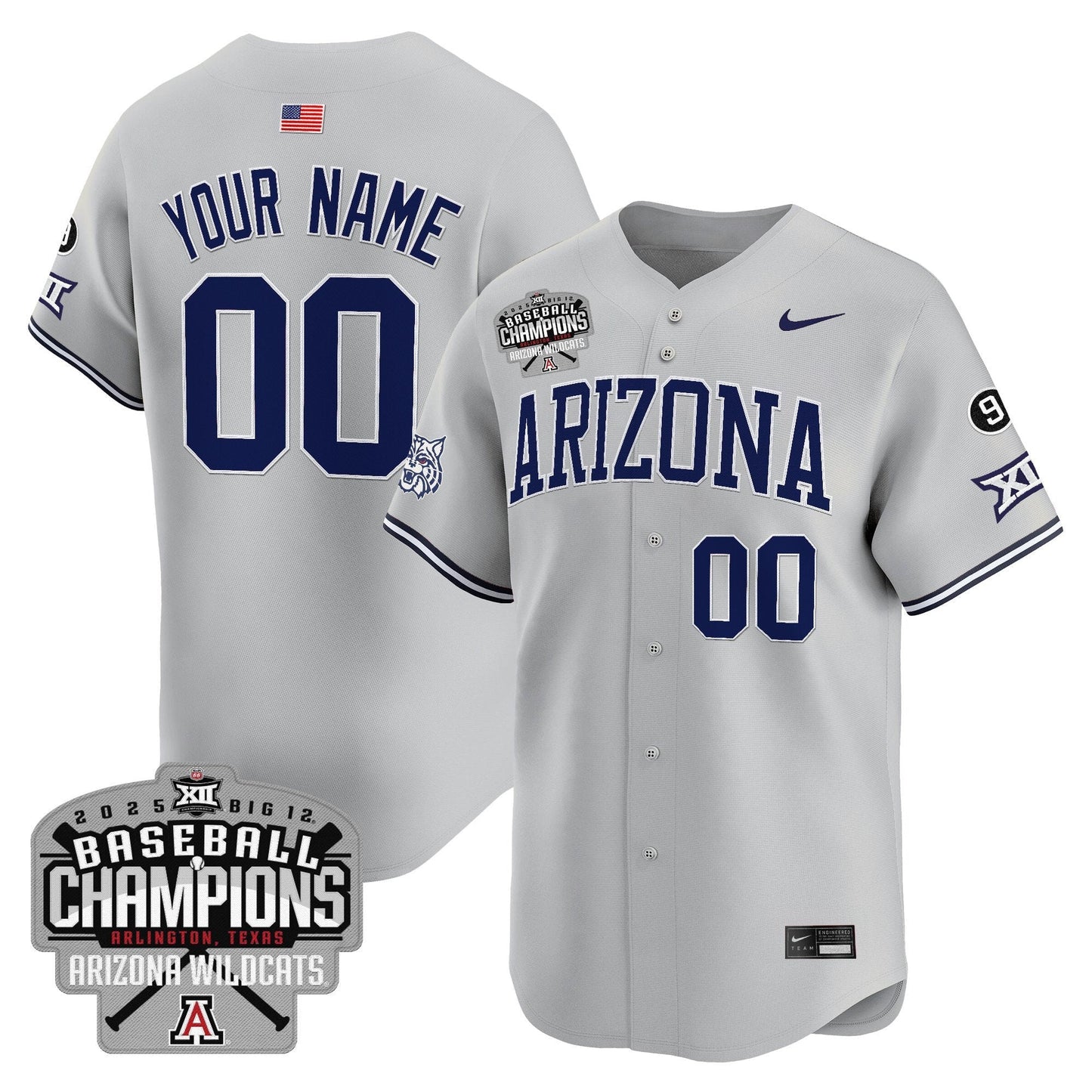 Arizona Wildcats 2025 Big 12 Champions Vapor Premier Limited Custom Jersey - All Stitched