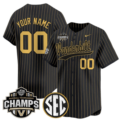 Vanderbilt Commodores 2025 SEC Conference Tournament Champions Vapor Premier Limited Custom Jersey - All Stitched