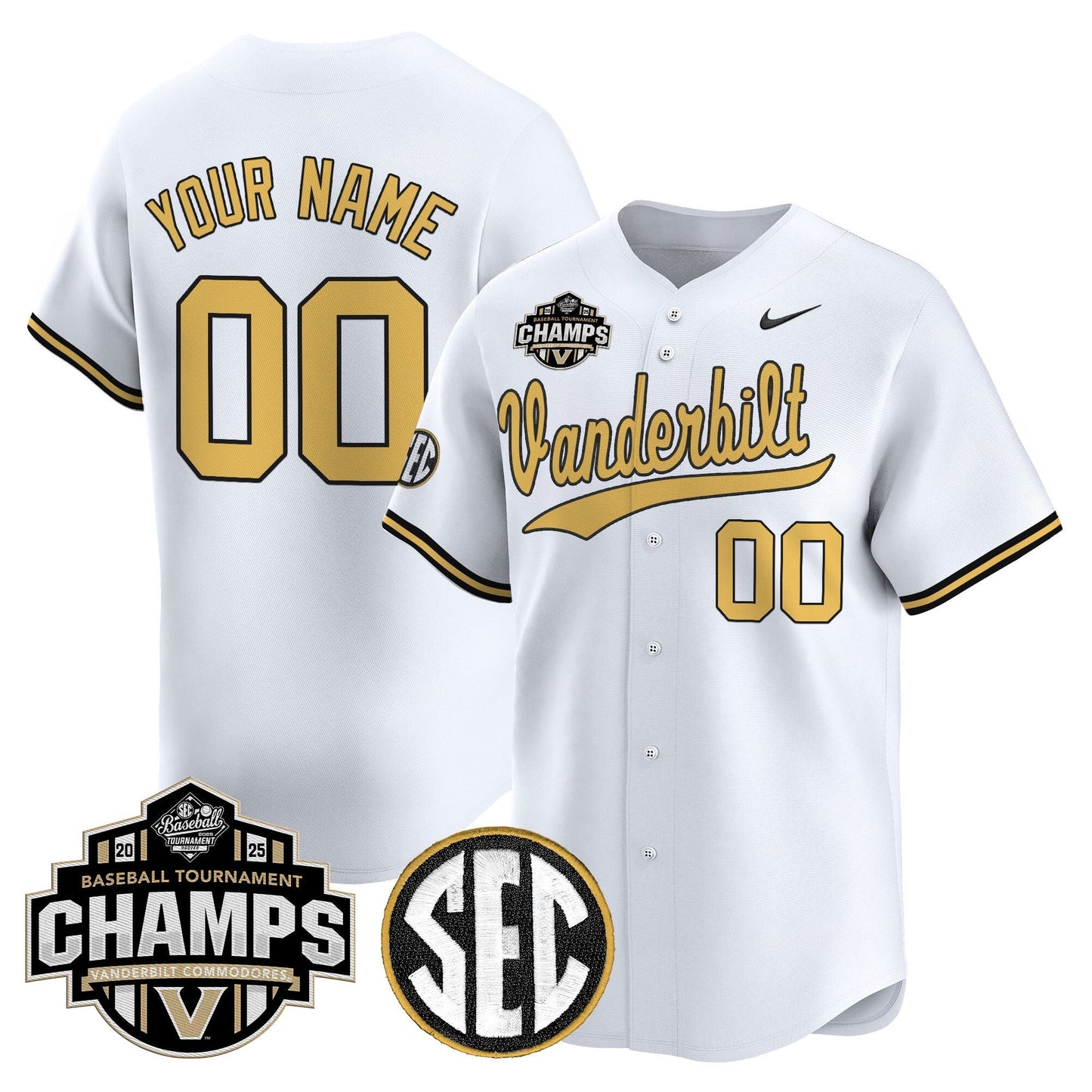 Vanderbilt Commodores 2025 SEC Conference Tournament Champions Vapor Premier Limited Custom Jersey - All Stitched