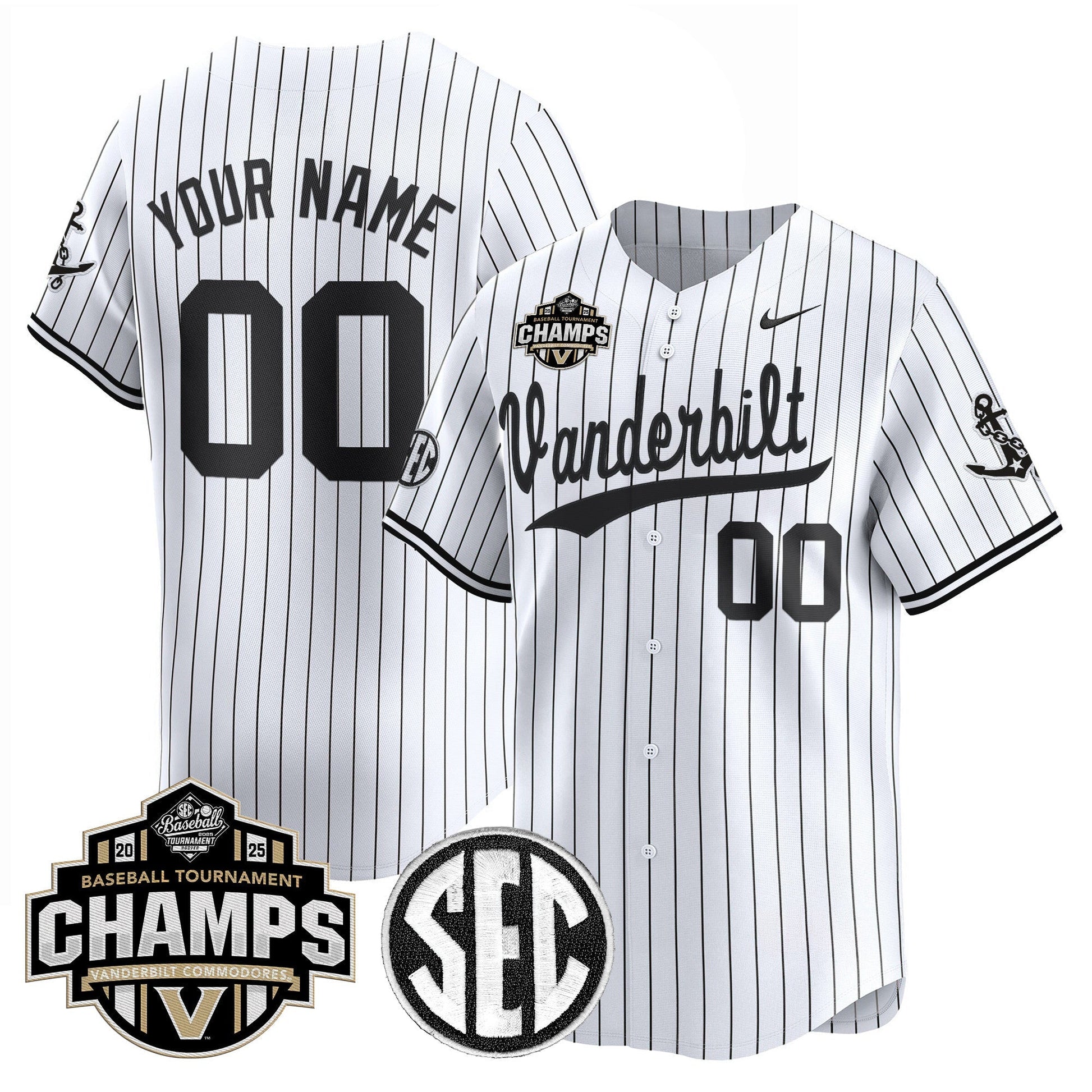 Vanderbilt Commodores 2025 SEC Conference Tournament Champions Vapor Premier Limited Custom Jersey - All Stitched