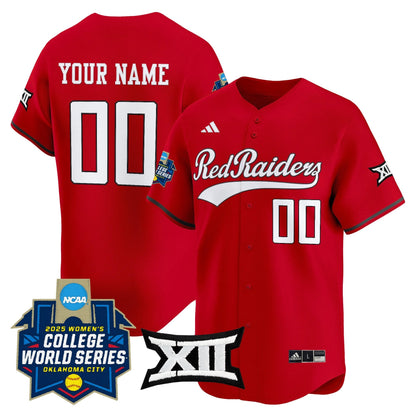 Texas Tech Red Raiders Softball 2025 World Series (WCWS) Vapor Premier Limited Custom Jersey - All Stitched