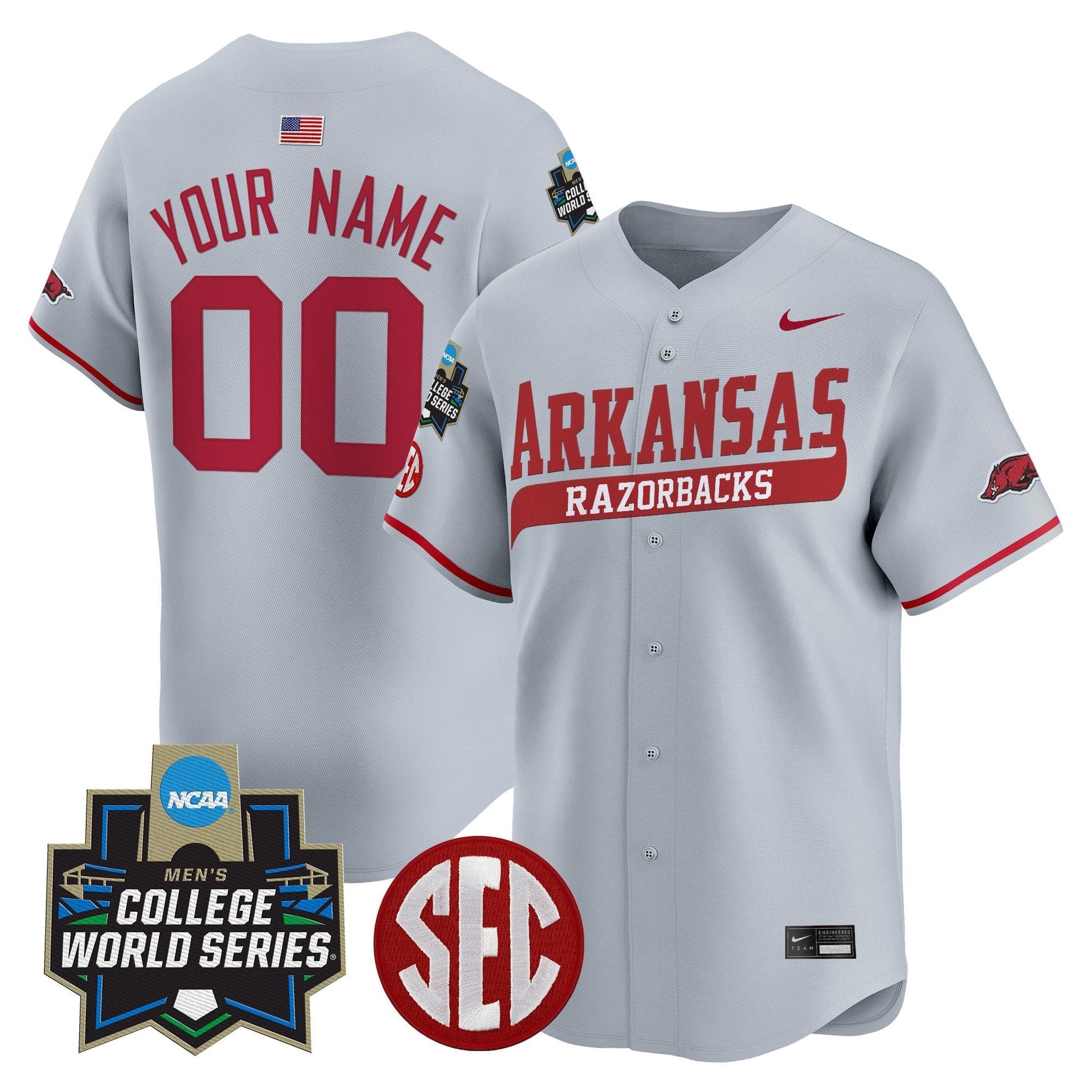 Arkansas Razorbacks 2025 World Series Vapor Premier Limited Custom Jersey - All Stitched