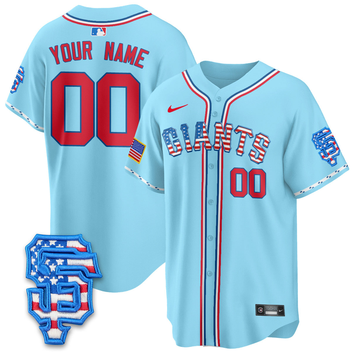 Custom San Francisco Giants 2025 Fourth of July Jersey - All Stitched