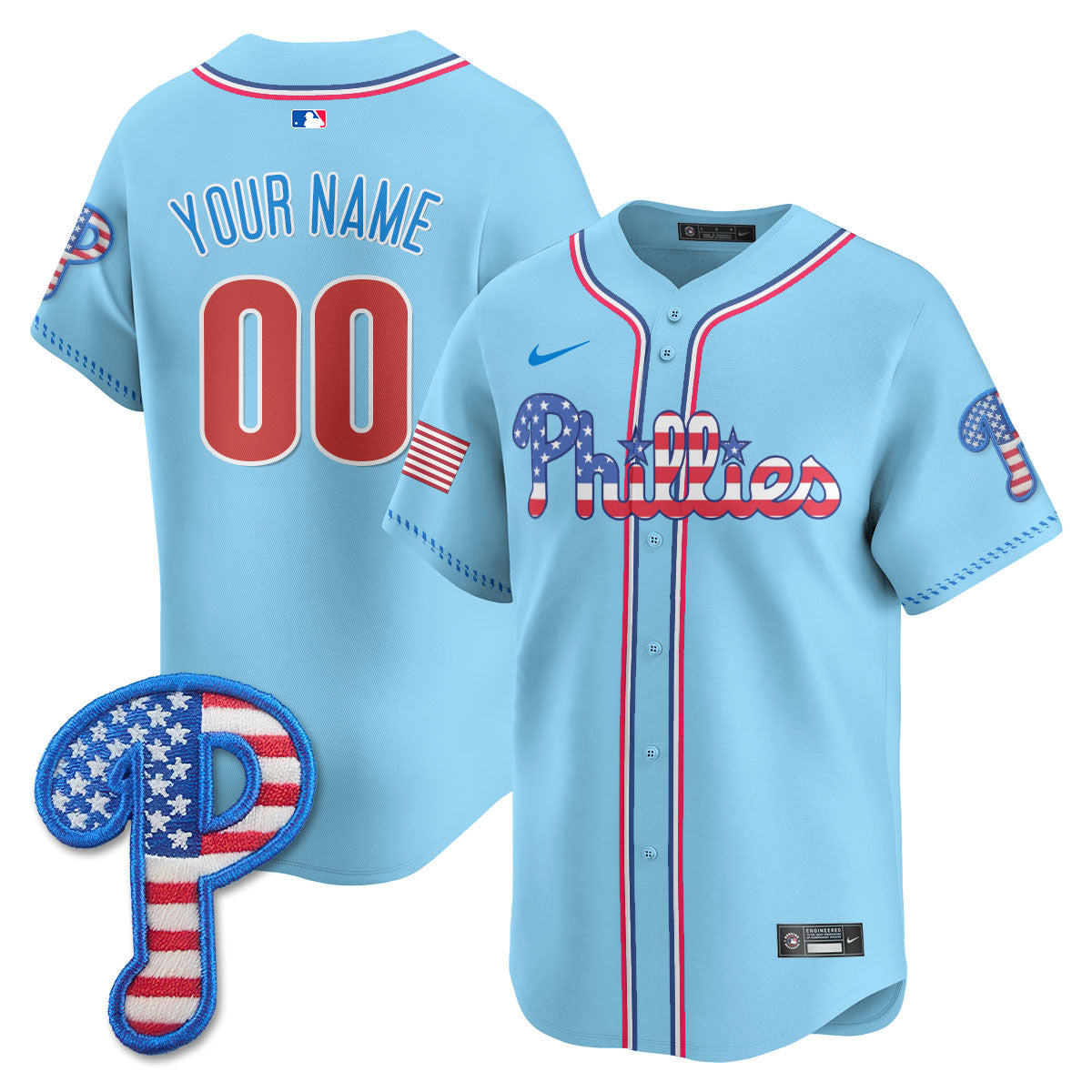 Custom Philadelphia Phillies 2025 Fourth of July Jersey - All Stitched