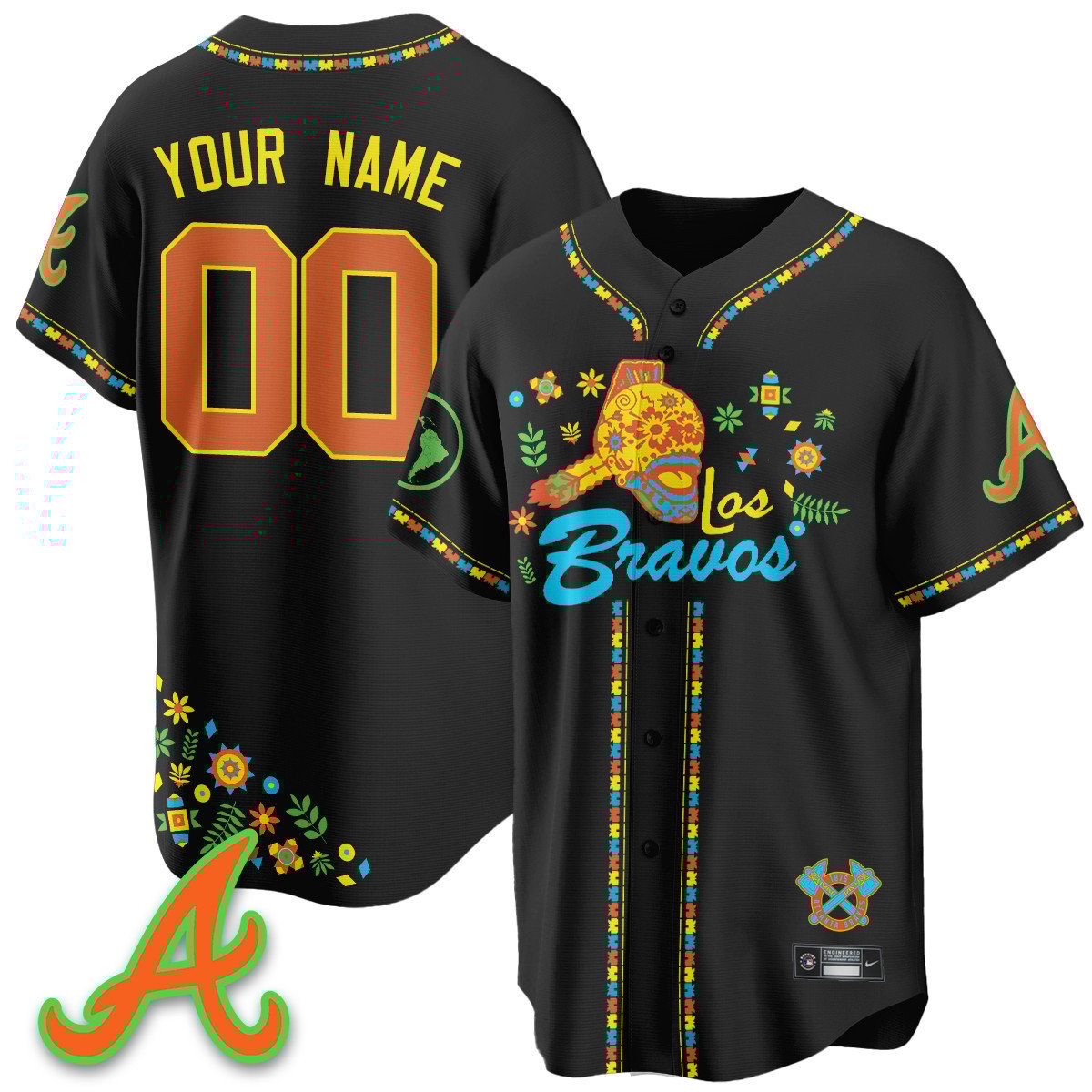 Custom Atlanta Braves 2025 "Los Bravos" Jersey V2 - All Stitched
