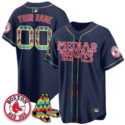 Custom Boston Red Sox "Medias Rojas" Limited Jersey - All Stitched