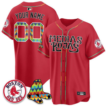 Custom Boston Red Sox "Medias Rojas" Limited Jersey - All Stitched