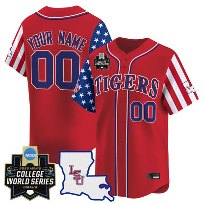 LSU Tigers 2025 Independence Day Vapor Premier Limited Jersey - World Series Custom Patch - All Stitched
