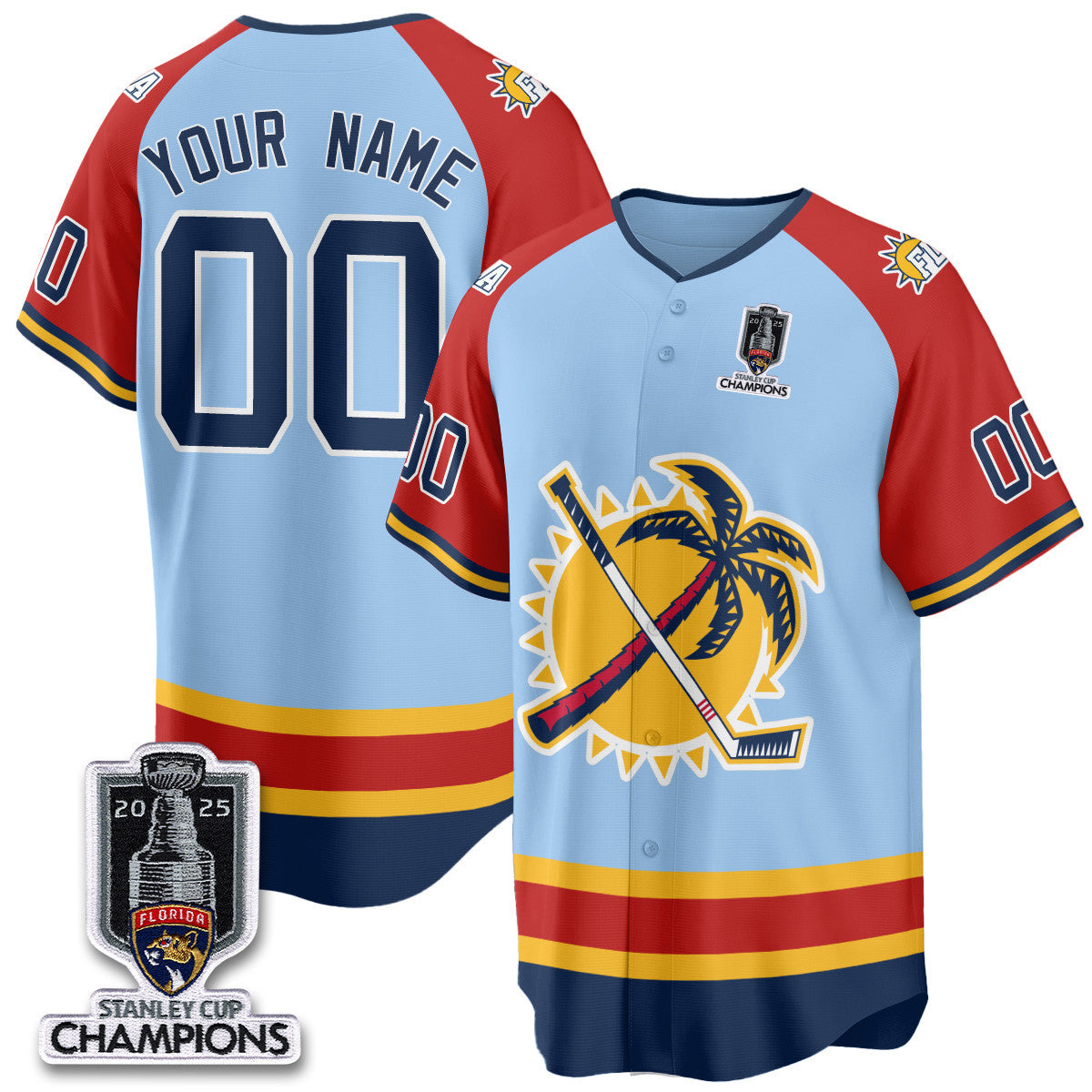 Florida Panthers 2025 Stanley Cup Champions Baseball Custom Jersey - All Stitched