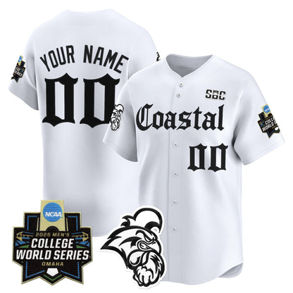 Coastal Carolina Chanticleers 2025 World Series 'Gothic Coastline Edition' Vapor Premier Limited Custom Jersey - All Stitched