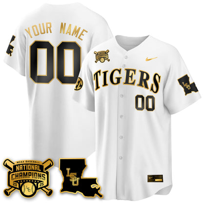 LSU Tigers 2025 World Series Champions Limited Gold Custom Jersey - All Stitched