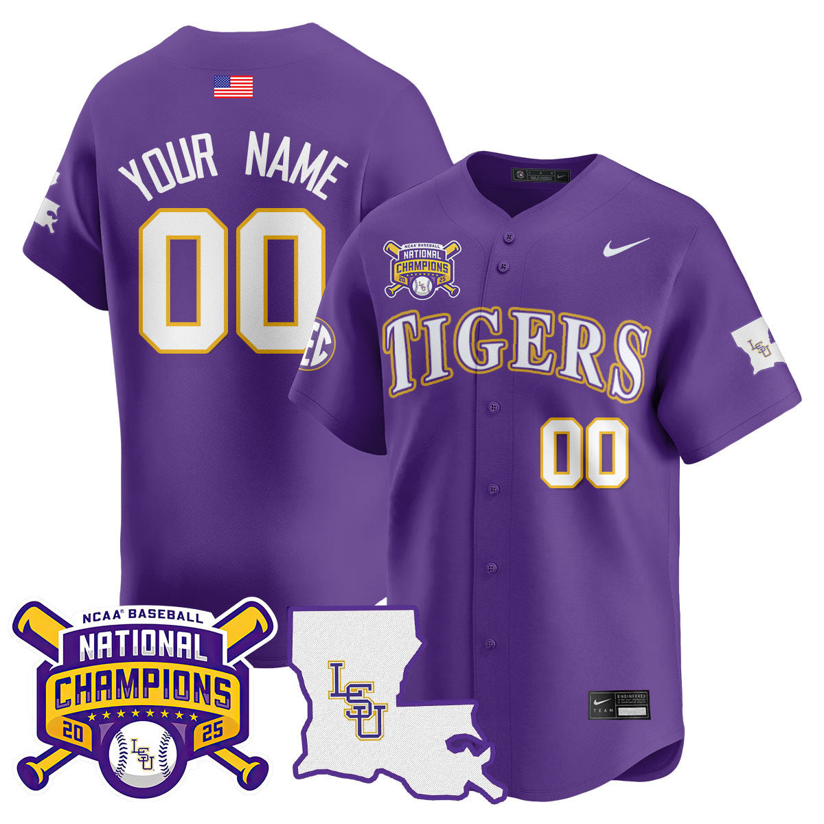 Custom LSU Tigers 2025 World Series Champions Limited Jersey - All Stitched