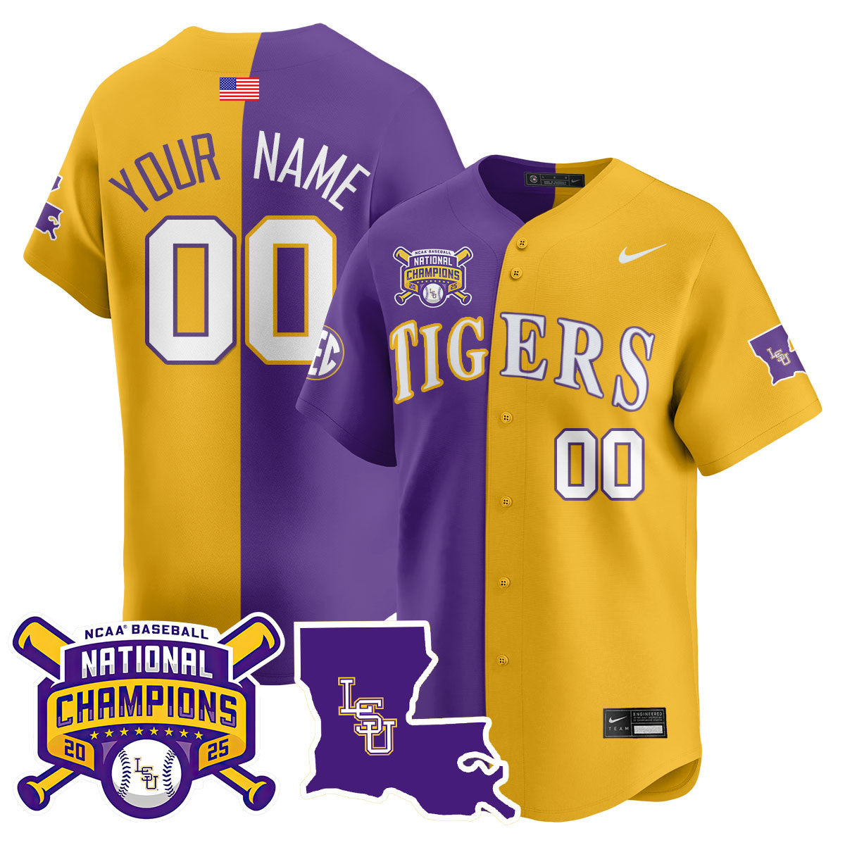 Custom LSU Tigers 2025 World Series Champions Limited Jersey - All Stitched