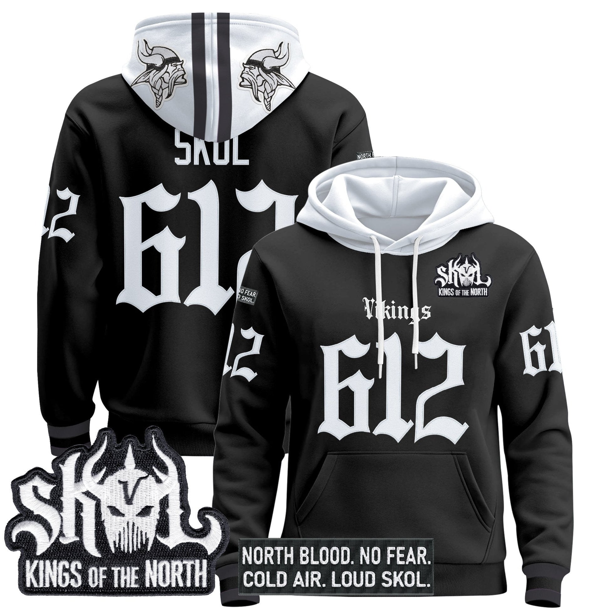 Men's Minnesota Vikings 'Gothic Norseblood Edition' Pullover Hoodie - All Stitched