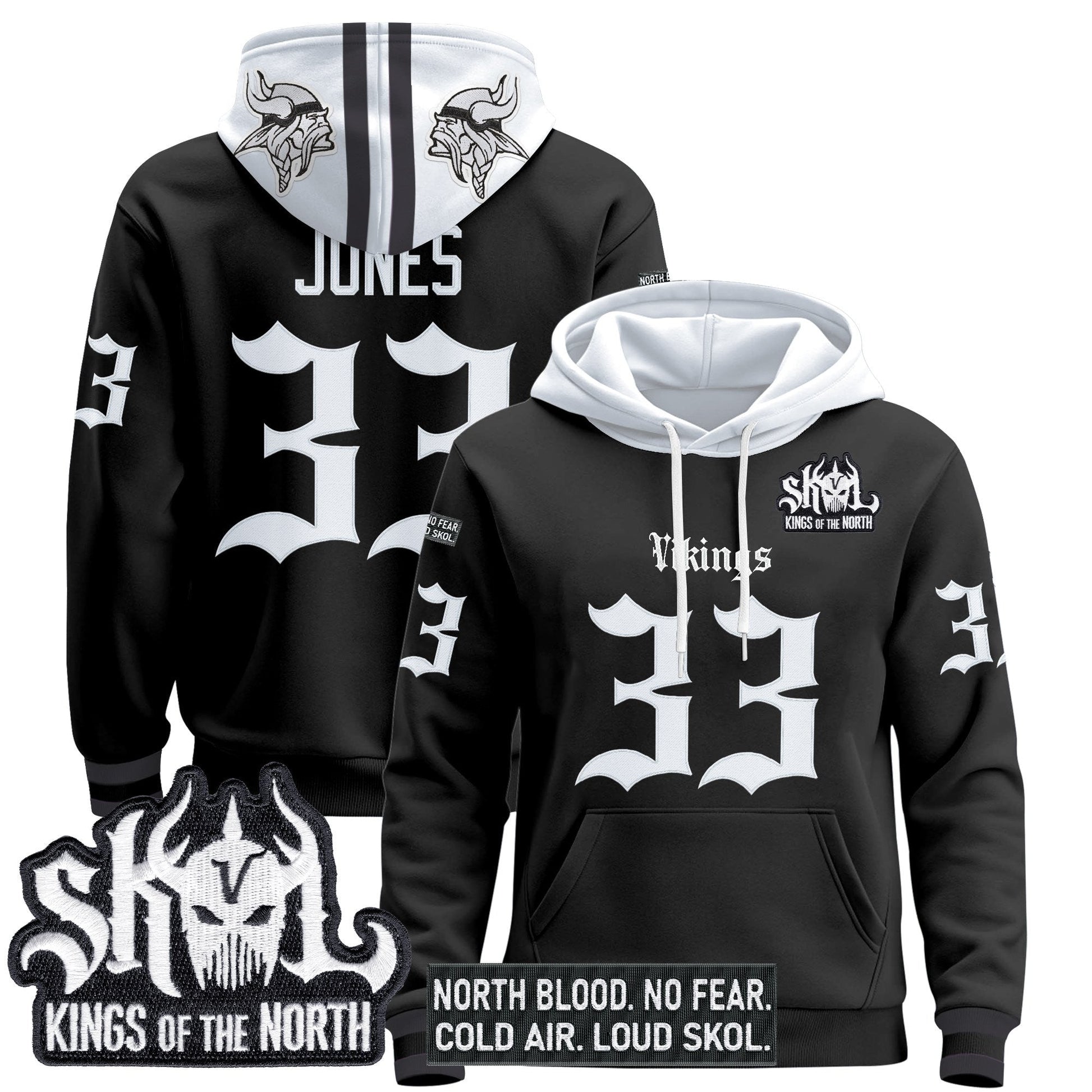 Men's Minnesota Vikings 'Gothic Norseblood Edition' Pullover Hoodie - All Stitched