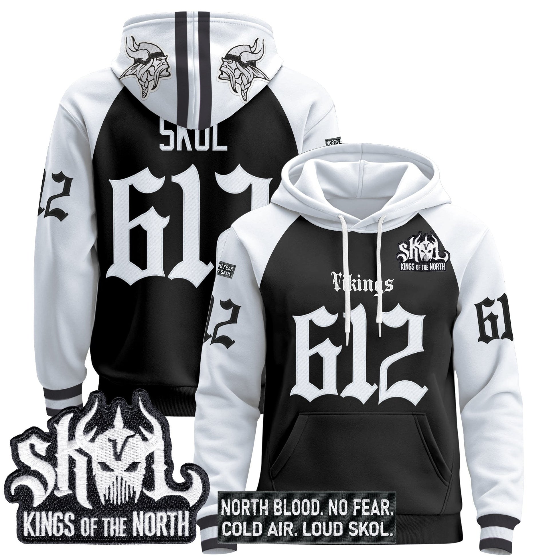 Men's Minnesota Vikings 'Gothic Norseblood Edition' Pullover Hoodie - All Stitched