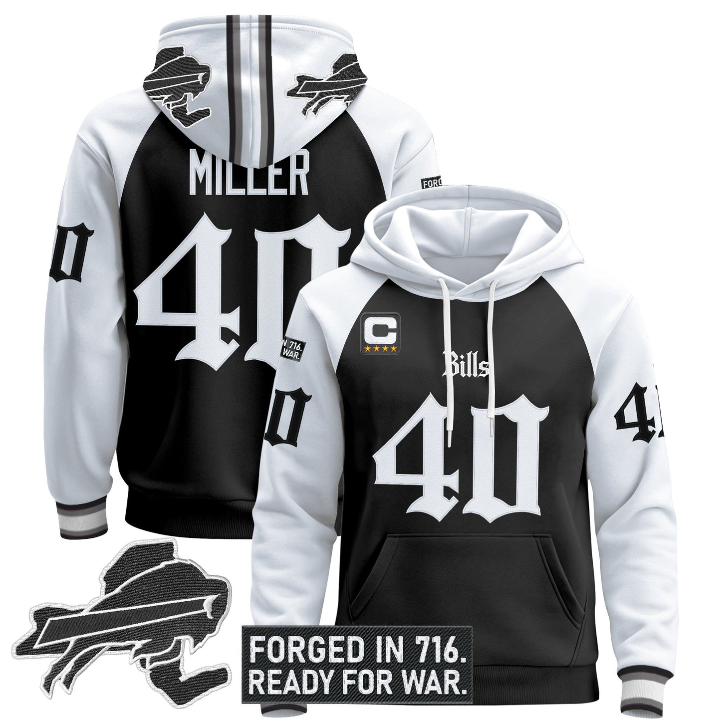 Men's Buffalo Bills 'Gothic Cold Front Edition' Pullover Hoodie - All Stitched