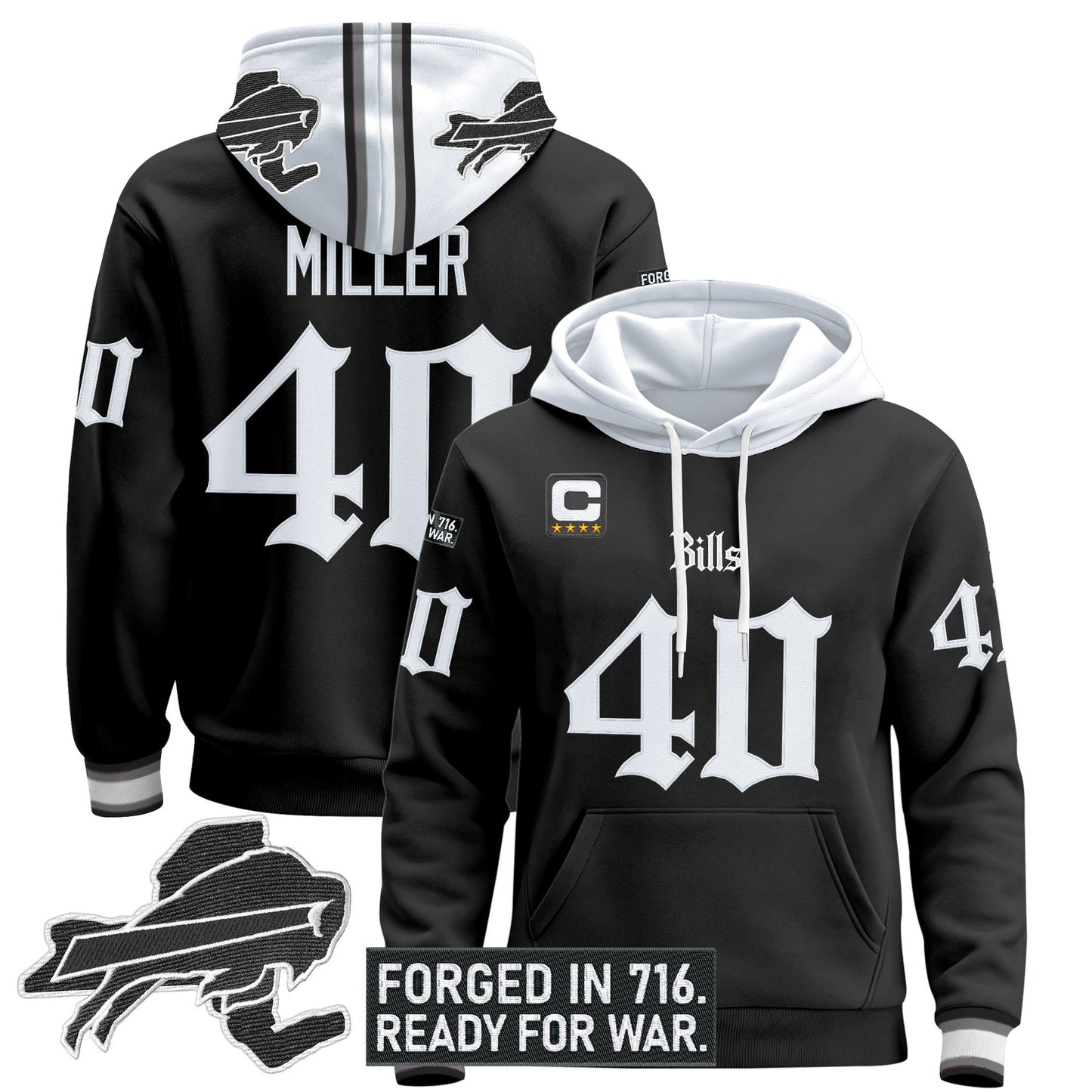 Men's Buffalo Bills 'Gothic Cold Front Edition' Pullover Hoodie - All Stitched