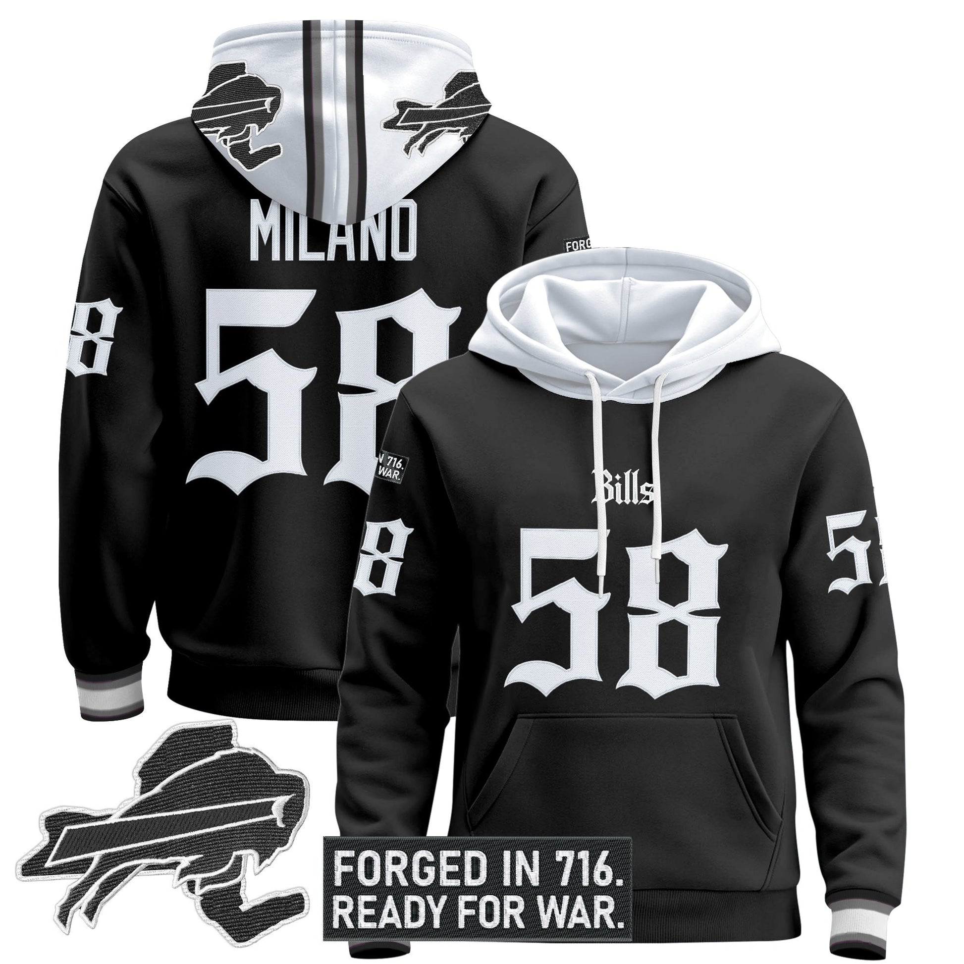 Men's Buffalo Bills 'Gothic Cold Front Edition' Pullover Hoodie - All Stitched