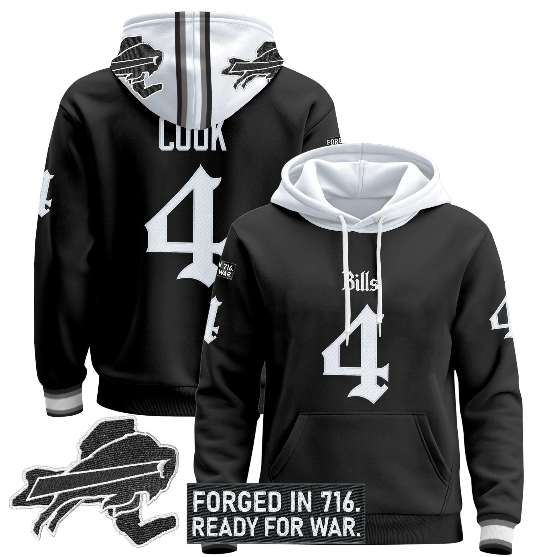 Men's Buffalo Bills 'Gothic Cold Front Edition' Pullover Hoodie - All Stitched