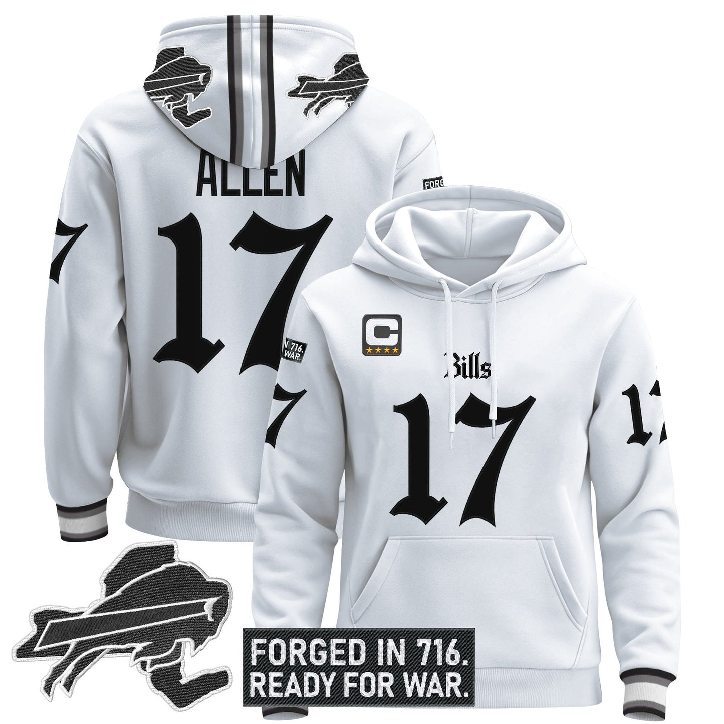 Men's Buffalo Bills 'Gothic Cold Front Edition' Pullover Hoodie - All Stitched