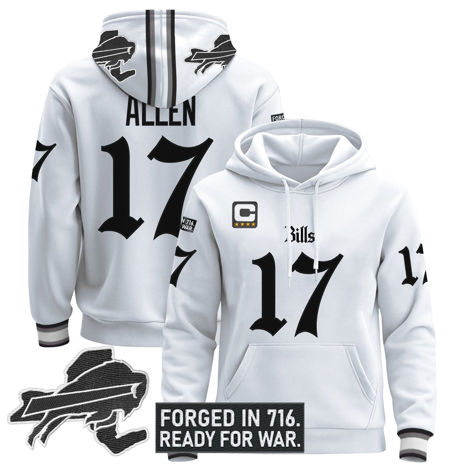 Men's Buffalo Bills 'Gothic Cold Front Edition' Pullover Hoodie - All Stitched