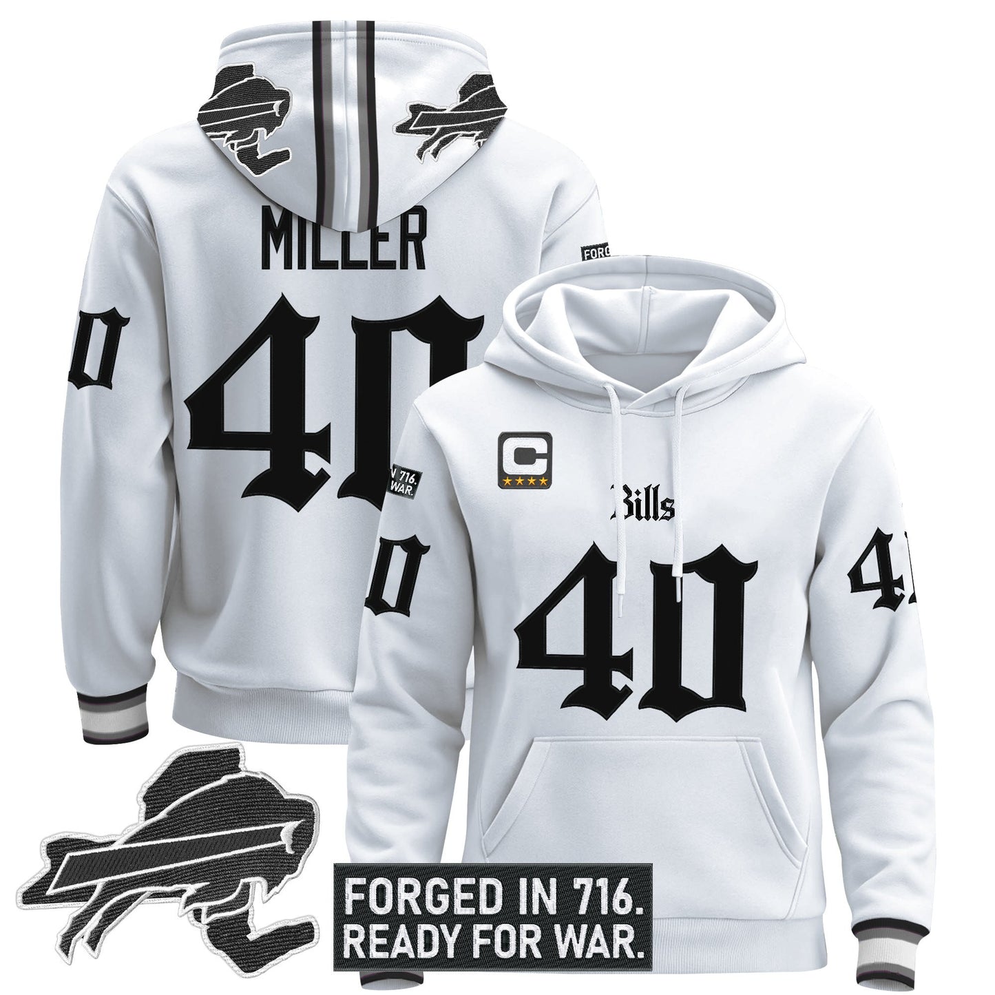 Men's Buffalo Bills 'Gothic Cold Front Edition' Pullover Hoodie - All Stitched