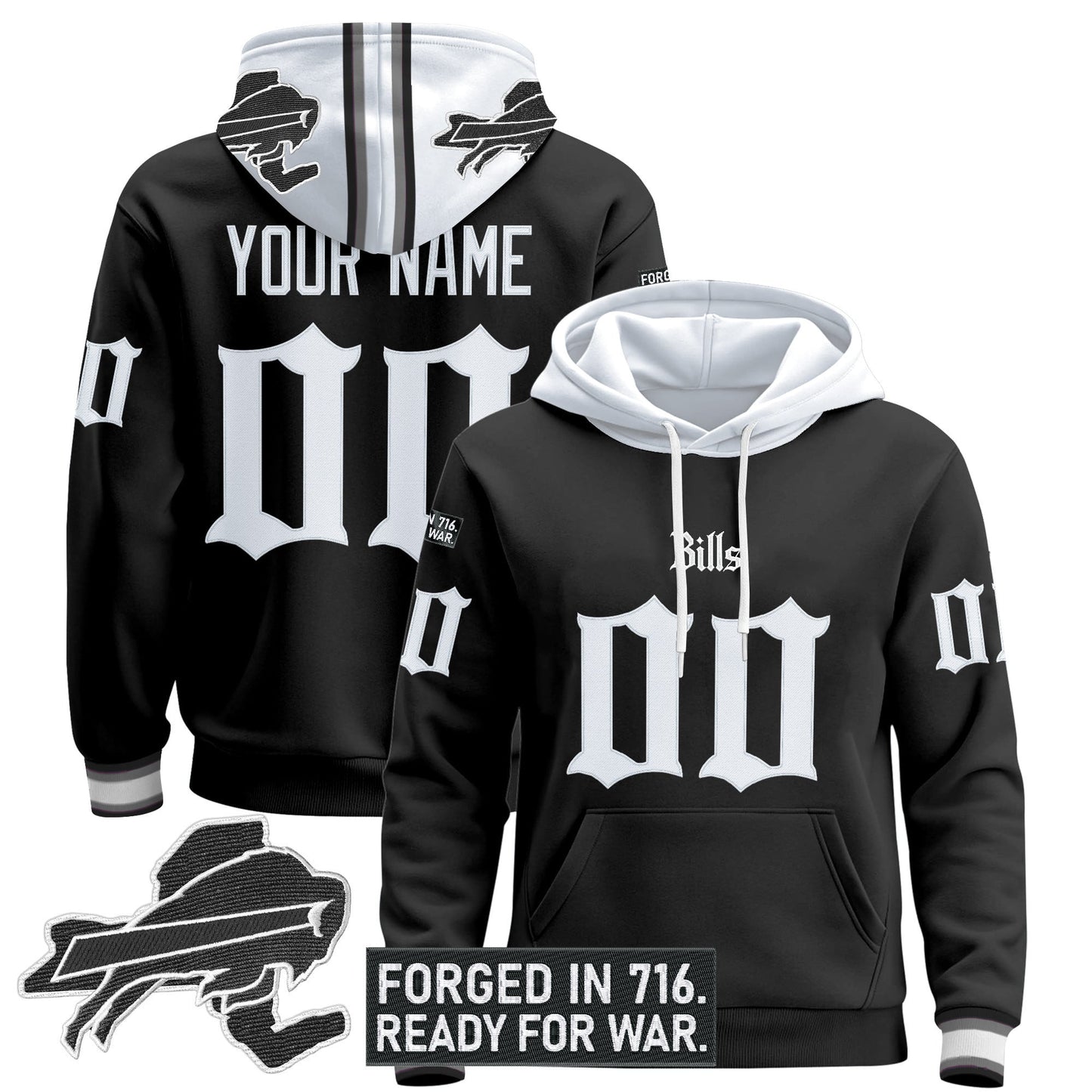 Buffalo Bills 'Gothic Cold Front Edition' Custom Pullover Hoodie - All Stitched