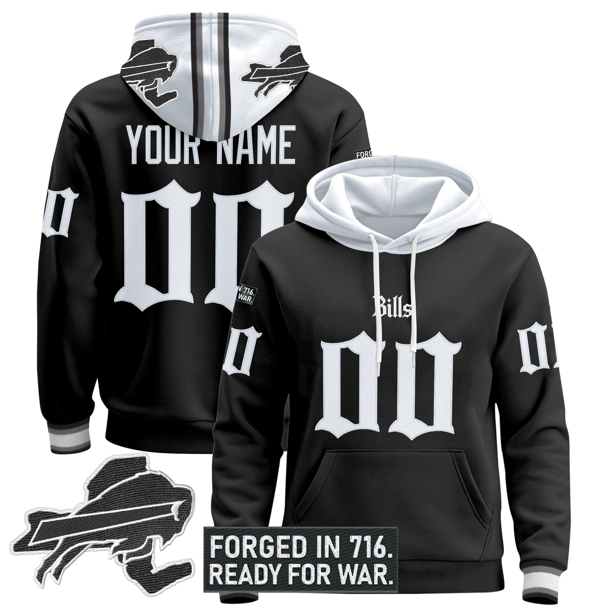 Buffalo Bills 'Gothic Cold Front Edition' Custom Pullover Hoodie - All Stitched