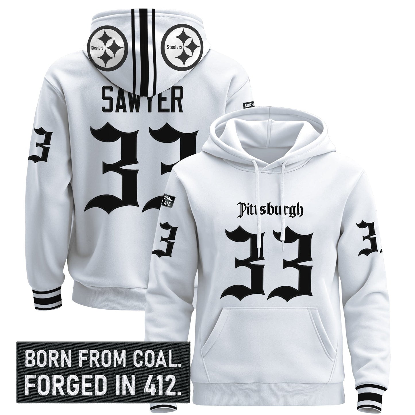 Men's Pittsburgh Steelers 'Gothic Steel City Edition' Pullover Hoodie - All Stitched