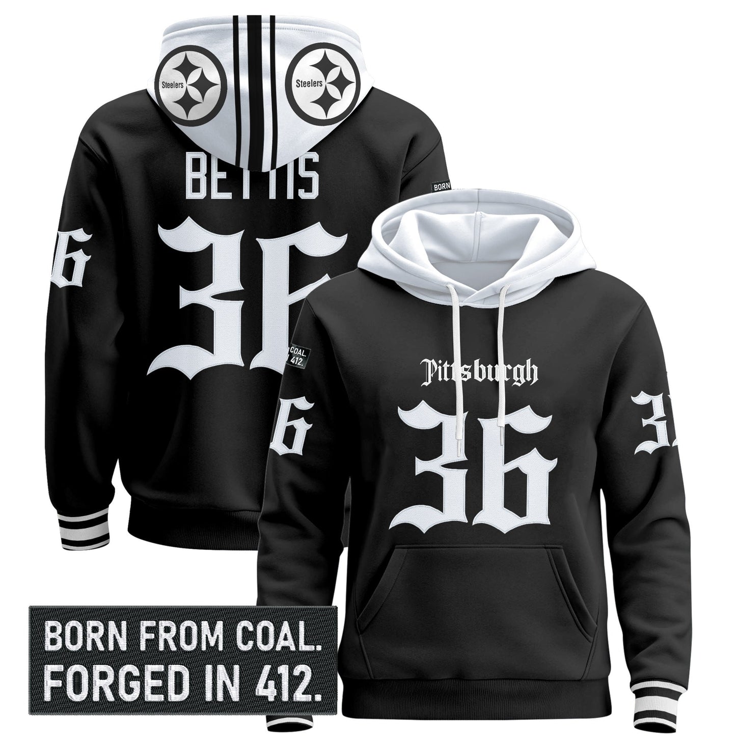 Men's Pittsburgh Steelers 'Gothic Steel City Edition' Pullover Hoodie - All Stitched