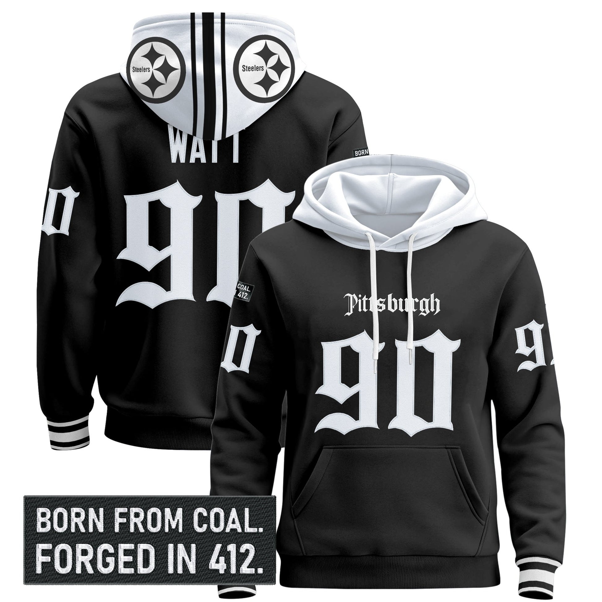 Men's Pittsburgh Steelers 'Gothic Steel City Edition' Pullover Hoodie - All Stitched
