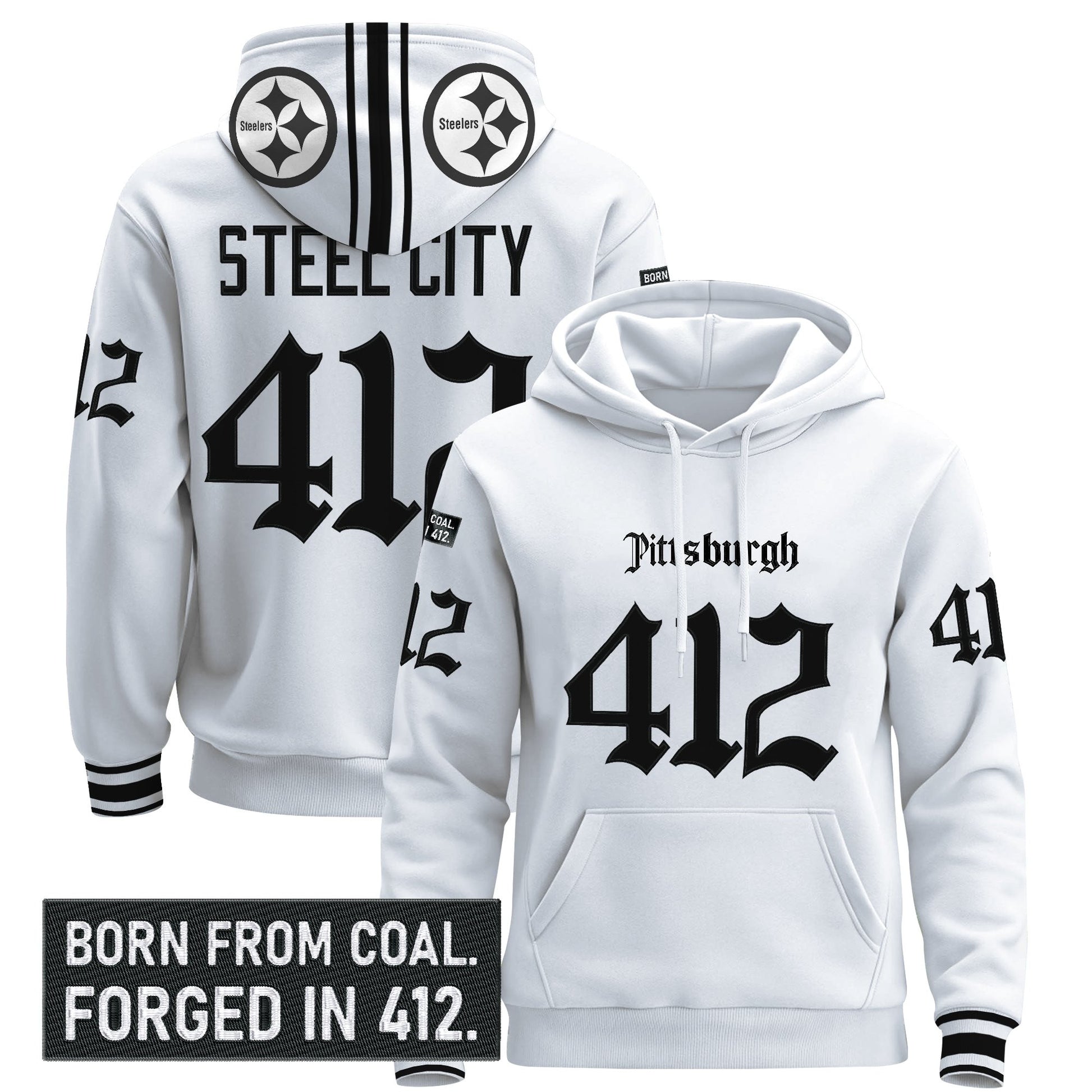 Men's Pittsburgh Steelers 'Gothic Steel City Edition' Pullover Hoodie - All Stitched
