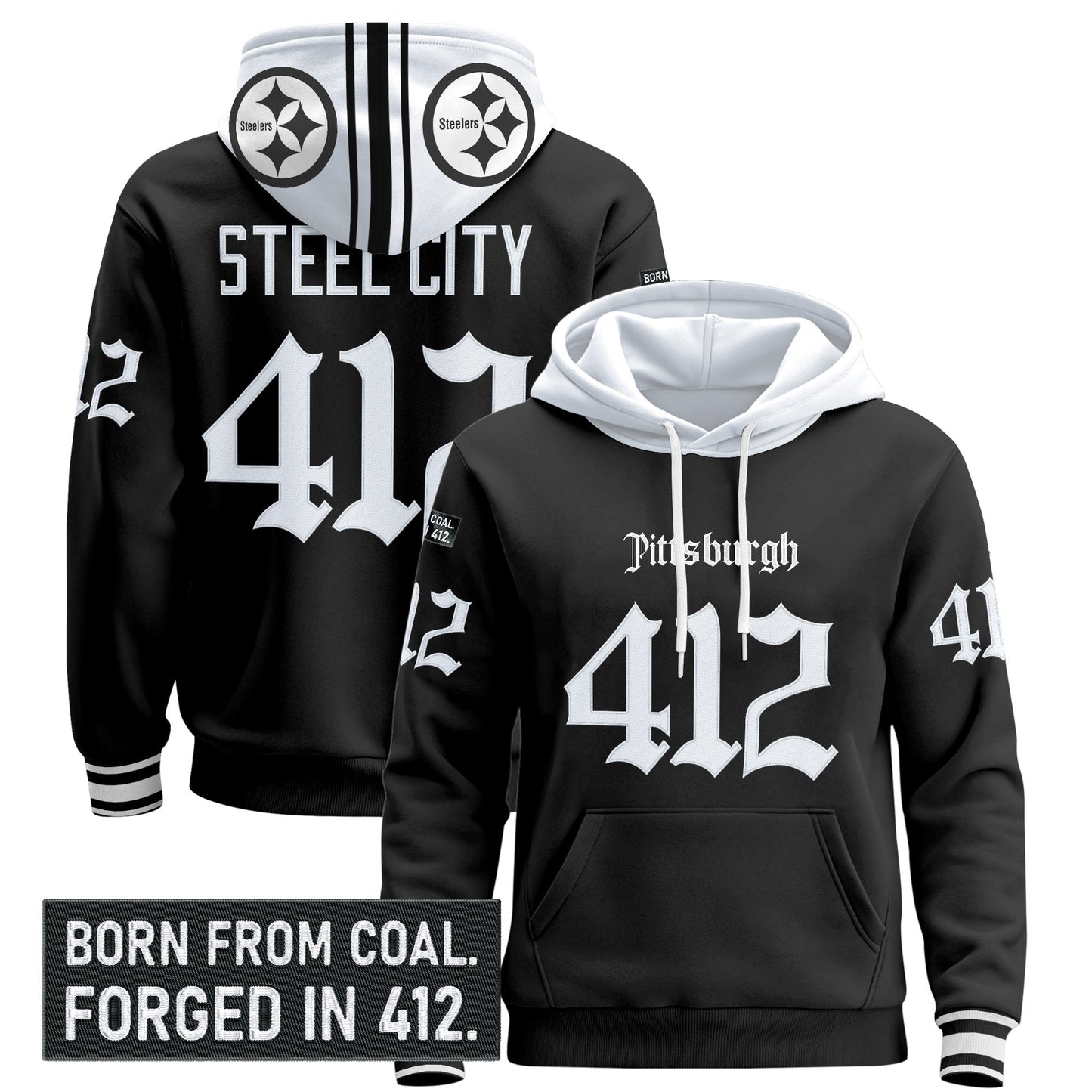 Men's Pittsburgh Steelers 'Gothic Steel City Edition' Pullover Hoodie - All Stitched