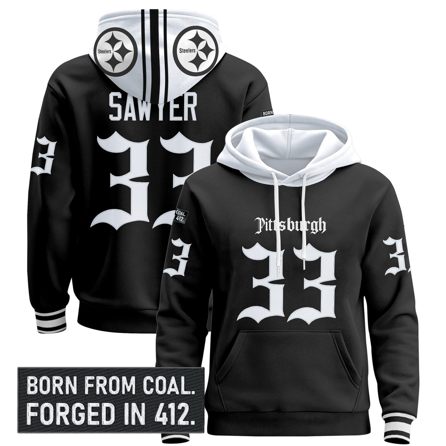 Men's Pittsburgh Steelers 'Gothic Steel City Edition' Pullover Hoodie - All Stitched