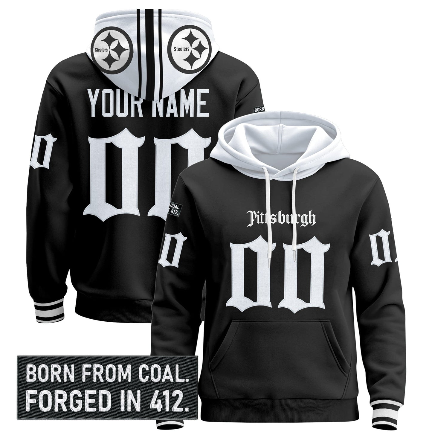 Pittsburgh Steelers 'Gothic Steel City Edition' Custom Pullover Hoodie - All Stitched