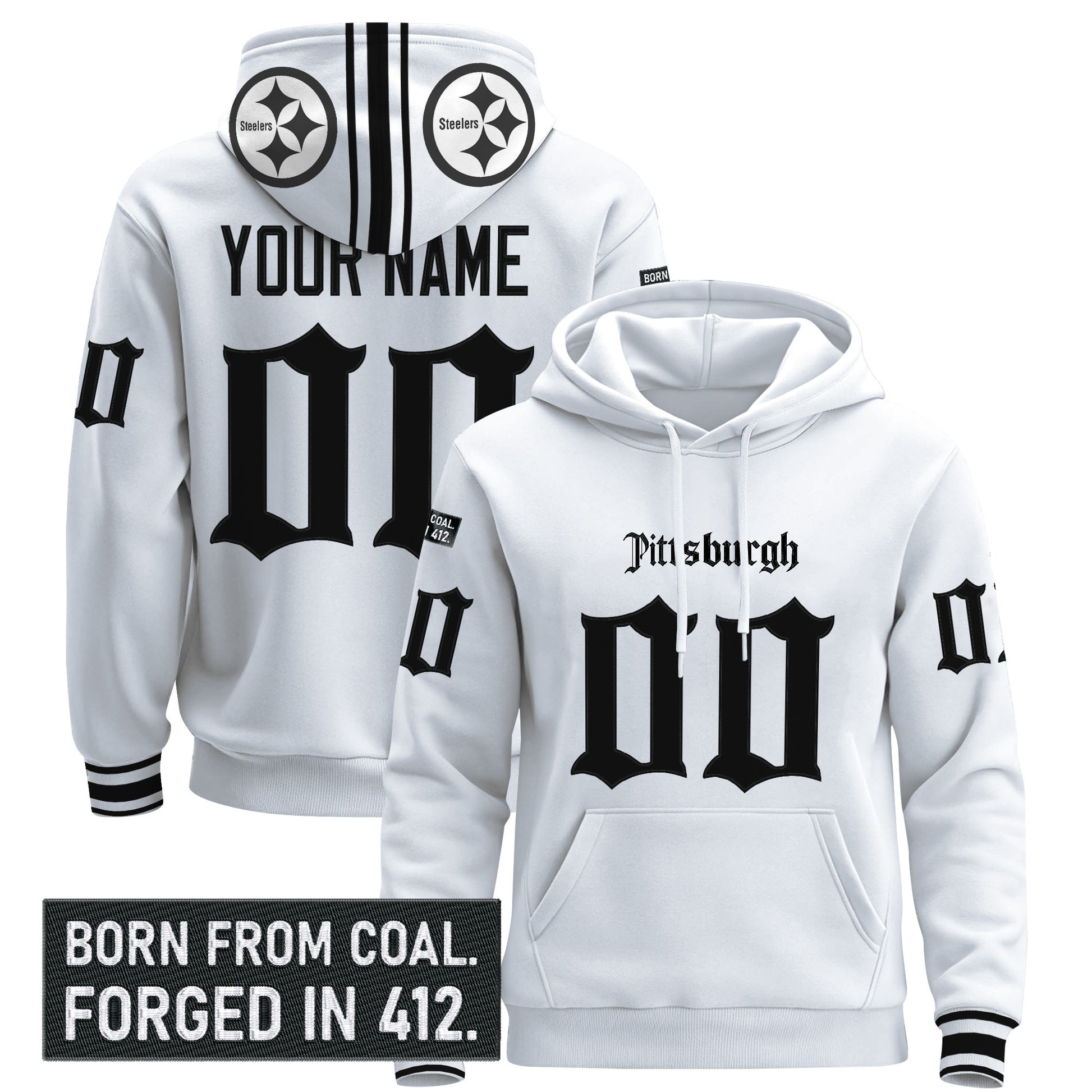 Pittsburgh Steelers 'Gothic Steel City Edition' Custom Pullover Hoodie - All Stitched