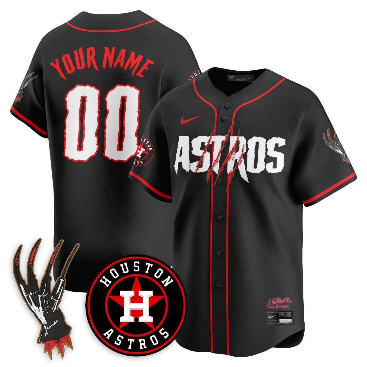 Houston Astros "A Nightmare on Elm Street" Custom Jersey - Stitched